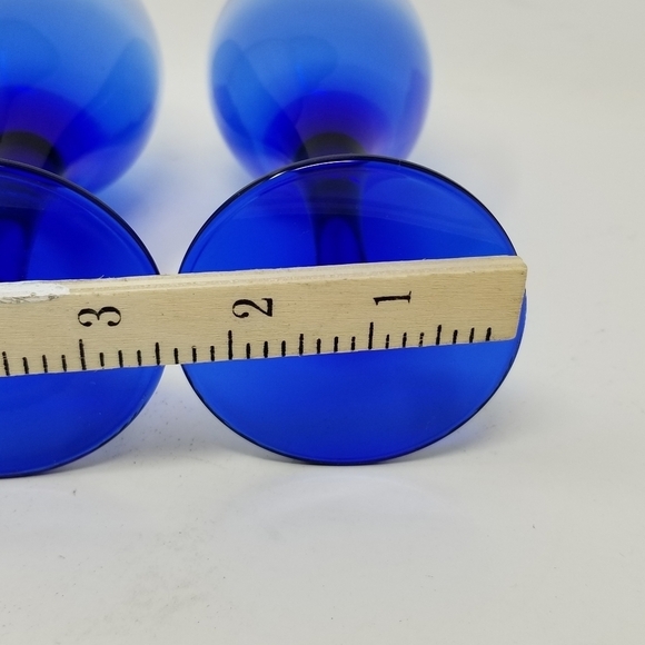 Cobalt Blue Vintage Stemmed Wine Glasses Set of Two Pair Estate - Picture 8 of 9